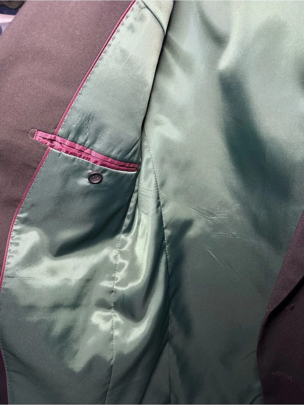 Primark Black Men's Two-Button Blazer with Green Lining